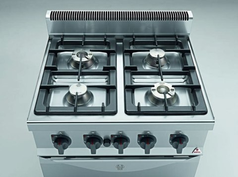 Kuchnia HIGH POWER gazowa 4-palnikowa z piekarnikiem GN2/1 21 kW + 7,8 kW,G7F4+FG Berto's
