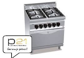 Kuchnia HIGH POWER gazowa 4-palnikowa z piekarnikiem elektrycznym GN2/1 21 kW + 7,5 kW/400V,G7F4+FE Berto's