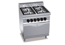 Kuchnia HIGH POWER gazowa 4-palnikowa z piekarnikiem elektrycznym GN2/1 21 kW + 7,5 kW/400V,G7F4+FE Berto's