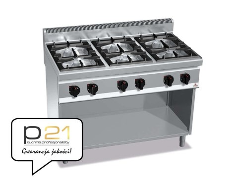 Kuchnia HIGH POWER gazowa 6-palnikowa na podstawie 31,5 kW,G7F6M Berto's
