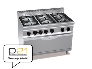 Kuchnia HIGH POWER gazowa 6-palnikowa z piekarnikiem 1051x530 mm 31,5 kW + 12 kW G7F6+T Berto's