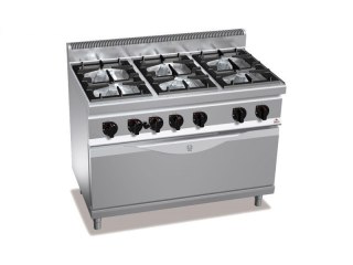 Kuchnia HIGH POWER gazowa 6-palnikowa z piekarnikiem 1051x530 mm 31,5 kW + 12 kW G7F6+T Berto's