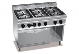 Kuchnia HIGH POWER gazowa 6-palnikowa z piekarnikiem GN2/1 31,5 kW + 7,8 kW,G7F6+FG Berto's