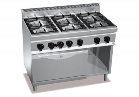 Kuchnia HIGH POWER gazowa 6-palnikowa z piekarnikiem GN2/1 31,5 kW + 7,8 kW,G7F6+FG Berto's