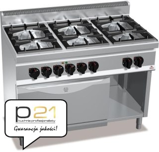Kuchnia HIGH POWER gazowa 6-palnikowa z piekarnikiem elektrycznym GN2/1 31,5 kW + 7,5 kW/400V G7F6+FE Berto's