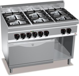 Kuchnia HIGH POWER gazowa 6-palnikowa z piekarnikiem elektrycznym GN2/1 31,5 kW + 7,5 kW/400V G7F6+FE Berto's