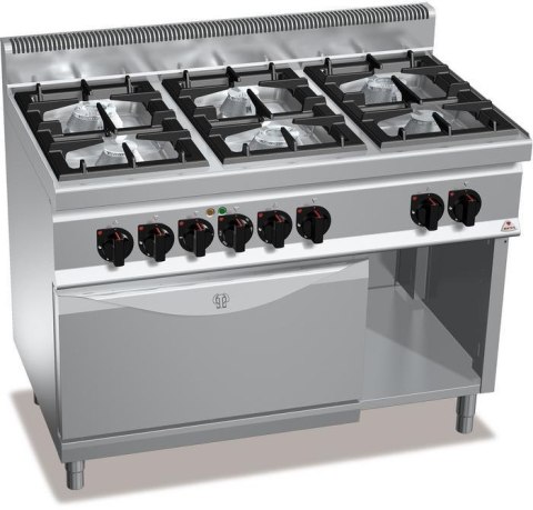 Kuchnia HIGH POWER gazowa 6-palnikowa z piekarnikiem elektrycznym GN2/1 31,5 kW + 7,5 kW/400V G7F6+FE Berto's