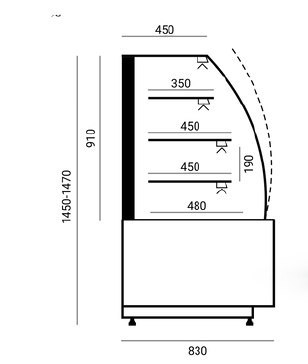 Witryna cukiernicza Estera Gięta 1300/1340 Neutralna Cebea Bochnia W-1/C ESTERA 1340 G