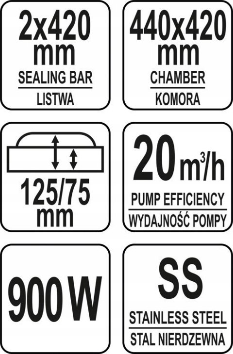 Pakowarka Próżniowa Komorowa Wolnostojąca do Sklepu Gastronomii 42 cm Yato YG-09310