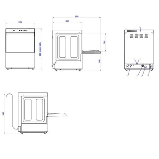 Zmywarka gastronomiczna podblatowa Asber GE-500 B DD 230V (pompa odpływu, dozownik mycia)