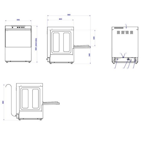 Zmywarka gastronomiczna podblatowa Asber GE-500 DD 230V (dozownik mycia)