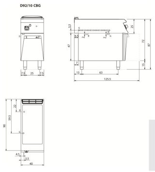 Bemar gazowy, 3 kW, 1x GN1/1 + 1x GN1/3, na podstawie, Diamante 90, Olis