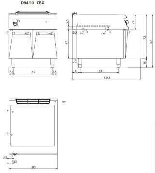 Bemar gazowy, 6 kW, 2x GN1/1 + 2X GN1/3, na podstawie, Diamante 90, Olis