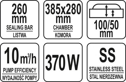 Pakowarka Próżniowa Komorowa do Sklepu Gastronomii 26 cm Yato YG-09303