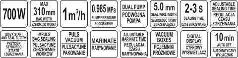 Pakowarka próżniowa zgrzewarka listwowa 31 cm + 200 worków | Yato