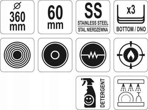 Patelnia Ze Stali Nierdzewnej Ø36 Cm Yato Yg-00104