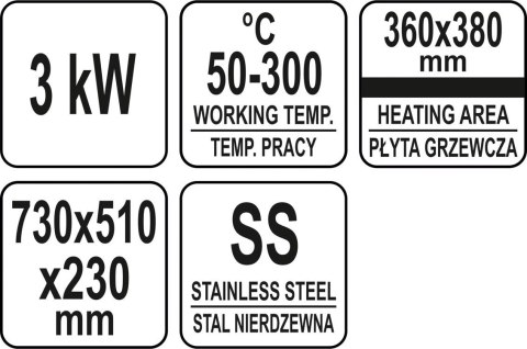 Płyta Grillowa Elektryczna Yato YG-04584 - Gładka Powierzchnia