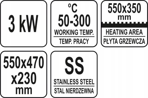 Płyta Grillowa Ryflowana Elektryczna 55 cm Yato YG-04587