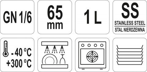 Pojemnik GN 1/6 Głębokość 6,5 cm Gastronomiczny Yato YG-00290