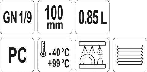 Pojemnik GN 1/9 Głębokość 10 cm Gastronomiczny Yato YG-00431