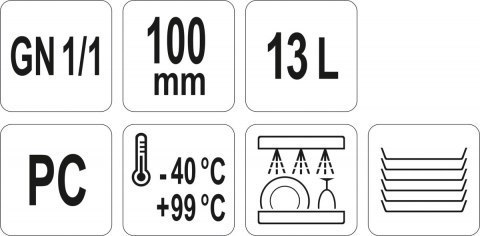 Pojemnik GN z Poliwęglanu 1/1 H=100 mm Gastronomiczny Yato YG-00391