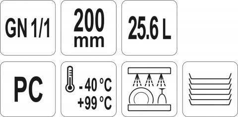 Pojemnik GN z Poliwęglanu 1/1 H=200 mm Gastronomiczny Yato YG-00393