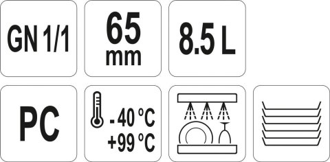 Pojemnik GN z Poliwęglanu 1/1 H=65 mm Gastronomiczny Yato YG-00390