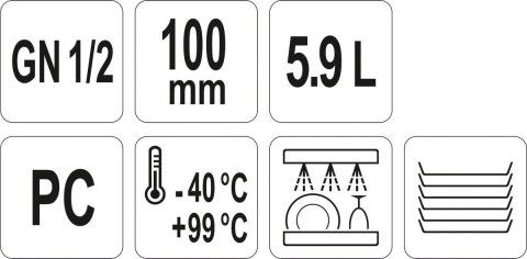 Pojemnik GN z Poliwęglanu 1/2 H=100 mm Gastronomiczny Yato YG-00401