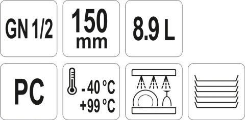 Pojemnik GN z Poliwęglanu 1/2 H=150 mm Gastronomiczny Yato YG-00402