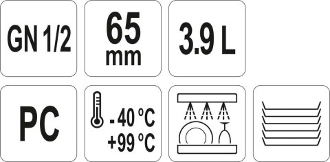 Pojemnik GN z Poliwęglanu 1/2 H=65 mm Gastronomiczny Yato YG-00400