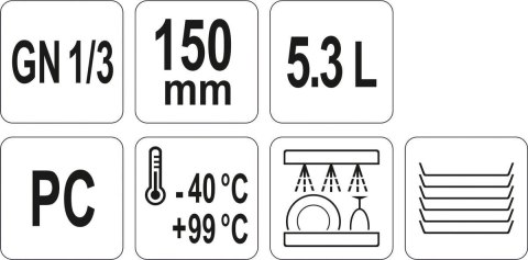 Pojemnik GN z Poliwęglanu 1/3 H=150 mm Gastronomiczny Yato YG-00412