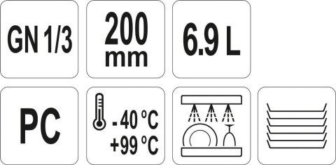 Pojemnik GN z Poliwęglanu 1/3 H=200 mm Gastronomiczny Yato YG-00413