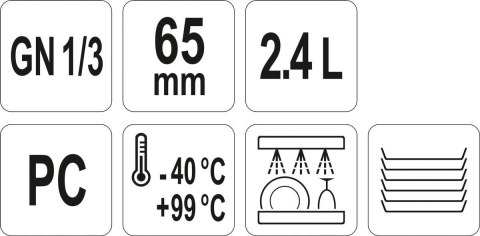 Pojemnik GN z Poliwęglanu 1/3 H=65 mm Gastronomiczny Yato YG-00410