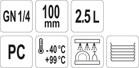 Pojemnik GN z Poliwęglanu 1/4 H=100 mm Gastronomiczny Yato YG-00420