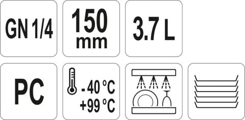 Pojemnik GN z Poliwęglanu 1/4 H=150 mm Gastronomiczny Yato YG-00421