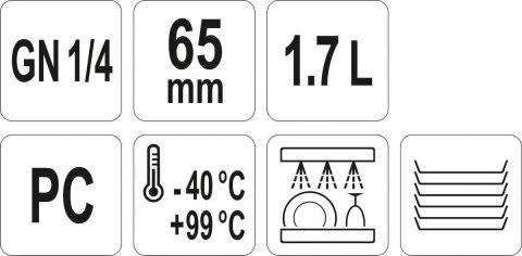 Pojemnik GN z Poliwęglanu 1/4 H=65 mm Gastronomiczny Yato YG-00419