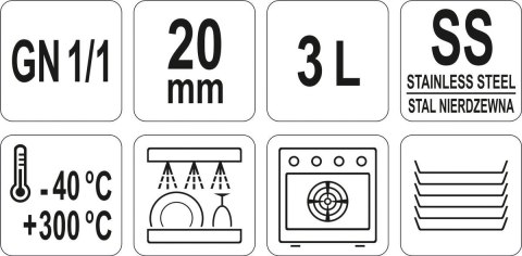 Pojemnik Perforowany GN 1/1 H=20 mm Yato YG-00340