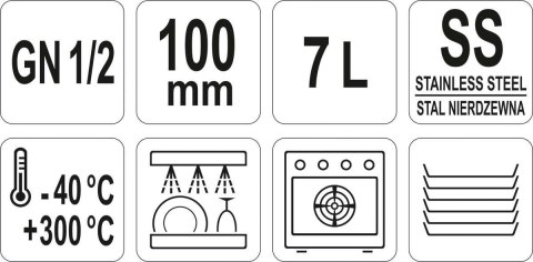 Pojemnik Perforowany GN 1/2 H=100 mm Yato YG-00356