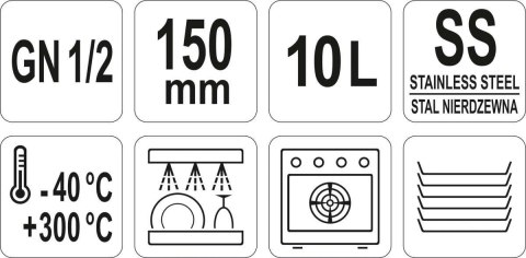 Pojemnik Perforowany GN 1/2 H=150 mm Yato YG-00357