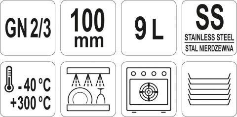 Pojemnik Perforowany GN 2/3 H=100 mm Yato YG-00361