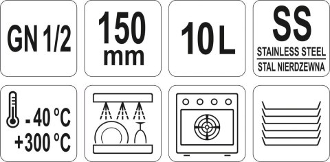 Pojemnik Stalowy GN 1/2 H=15 cm Yato YG-00264