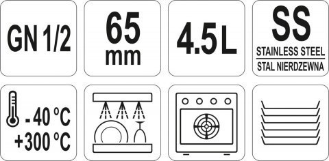 Pojemnik Stalowy GN 1/2 H=6.5 cm Yato YG-00262