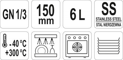 Pojemnik Stalowy GN 1/3 H=15 cm Yato YG-00274