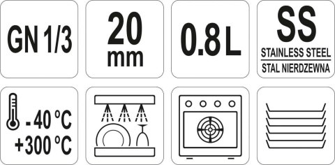 Pojemnik Stalowy GN 1/3 H=20 mm Yato YG-00270