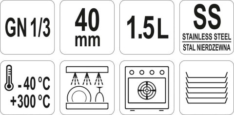 Pojemnik Stalowy GN 1/3 H=4 cm Yato YG-00271