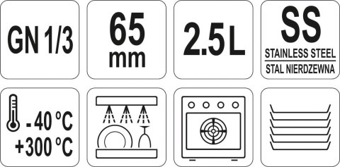 Pojemnik Stalowy GN 1/3 H=6.5 cm Yato YG-00272