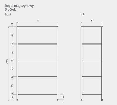 Regał Nierdzewny Gastronomiczny 100x40x180 Przestawny Polgast 356104