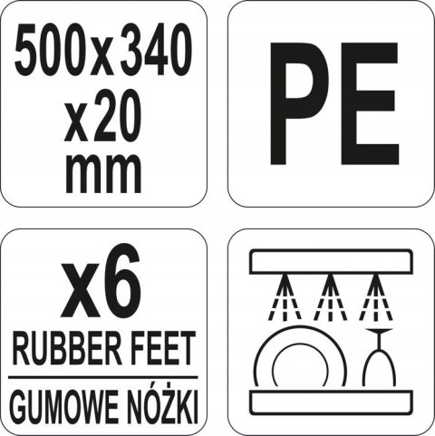 Deska do Krojenia 500x340x20 Biała Yato YG-02166