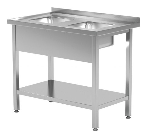 Stół Nierdzewny Gastronomiczny Z 2 Małymi Zlewami I Półką 90x60x85 Polgast 222096-Mk Stół Nierdzewny Gastronomiczny Z 2 Małymi Zlewami I Półką 90x60x85 Polgast 222096-Mk