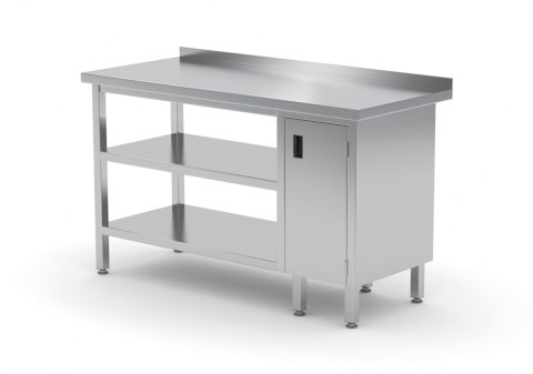 Stół Nierdzewny Gastronomiczny Z 2 Półkami I Szafką 80x60x85 Polgast 126086/2 Stół Nierdzewny Gastronomiczny Z 2 Półkami I Szafką 80x60x85 Polgast 126086/2